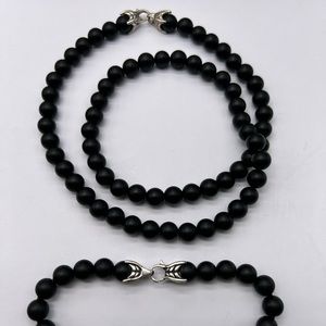David Yurman SPIRITUAL BEAD NECKLACE WITH BLACK ONYX 22 inches & BRACELET